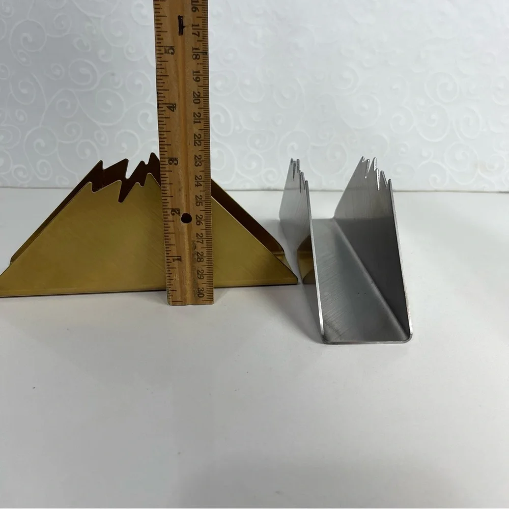 Lot of 2 Napkin triangle holder gold & silver tabletop stainless steel